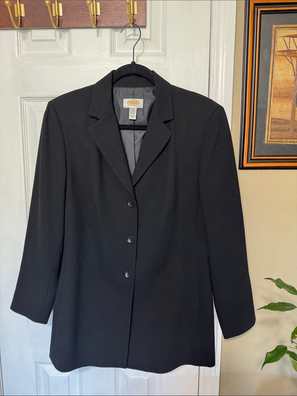 Talbots Black 100% Wool Lined Women's Blazer Jacket
